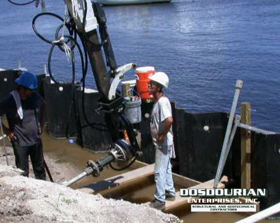 Helical Tieback Anchor Installation on a Sea Wall